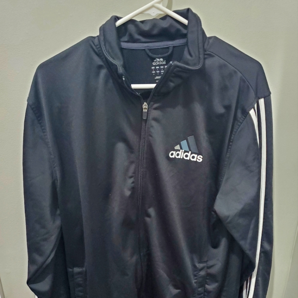 adidas Men's 3-Stripes Track Jacket Black/White Large